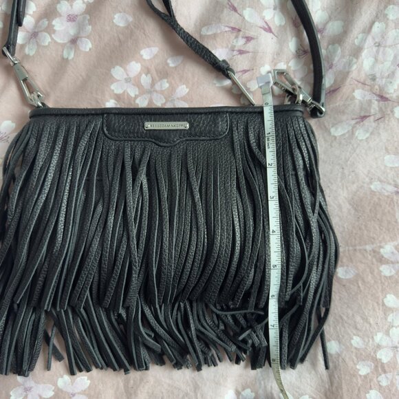 Rebecca Minkoff Fringe Crossbody Bag Black Leather - Picture 4 of 4